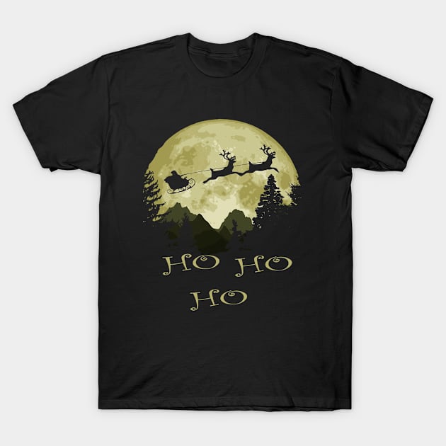 Santa Claus And Moon Ho Ho Ho T-Shirt by Nerd_art